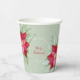 Vasos De Papel Navidades Star Poinsettia Watercolor de la mano pi