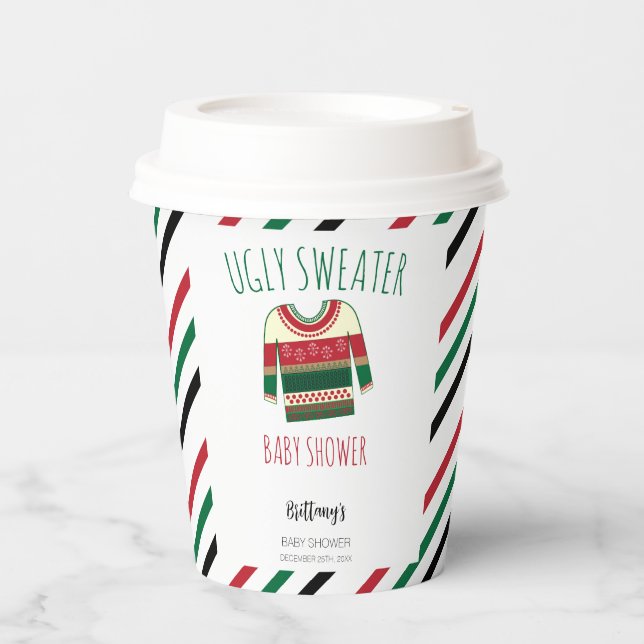 Vasos De Papel Navidades suéteres feos Baby Shower (Anverso)