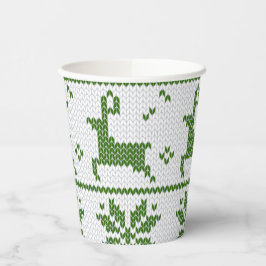 Vasos De Papel Navidades Sweater Knit Green Deer Snowflake
