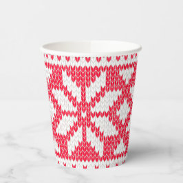 Vasos De Papel Navidades Sweater Knit Red Snowflake