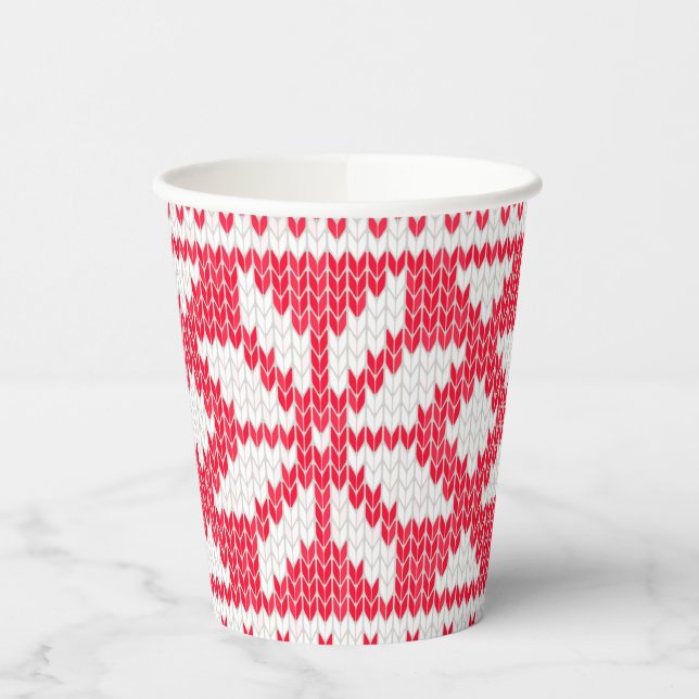 Vasos De Papel Navidades Sweater Knit Red Snowflake (Izquierda)
