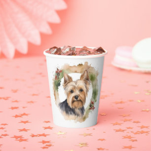 Vasos De Papel Navidades Terrier de Yorkshire Wreath Festimes Pup