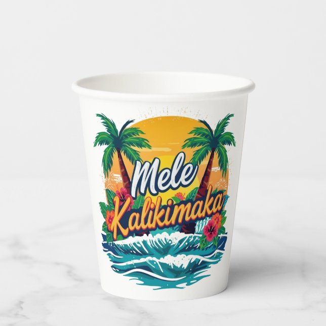 Vasos De Papel Navidades tropicales de Mele Kalikimaka (Reverso )
