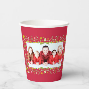 Vasos De Papel Navidades vacaciones mistletofoto marco rojo