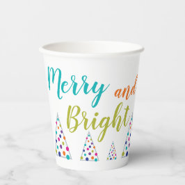 Vasos De Papel Navidades verde azulados merry y brillantes