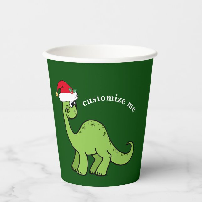 Vasos De Papel Navidades verdes Personalizado de dinosaurios Fies (Anverso)