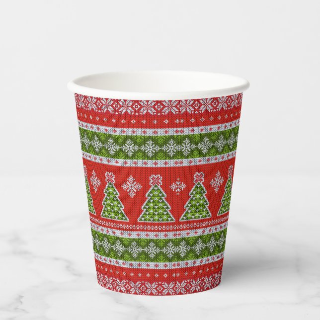 Vasos De Papel Navidades Viernes Verde Rojo Elegante (Anverso)