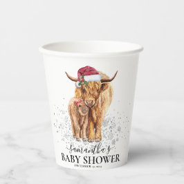 Vasos De Papel Navidades Winter Highland Cow Calf Baby Shower