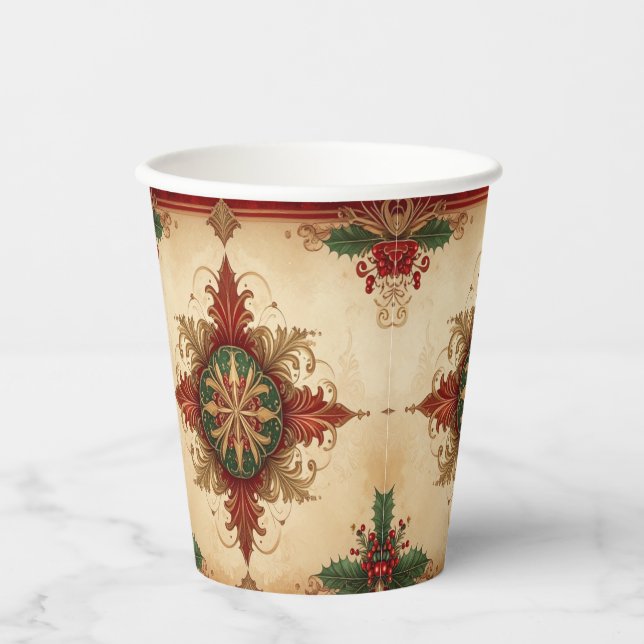Vasos de Papel Navideños Decorativos Rojos (Anverso)