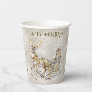 Vasos de Papel Navideños Trineo Reno