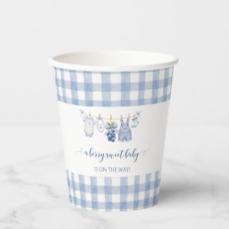 Vasos De Papel Navy Blue Berry Sweet Blueberry Baby Boy Shower