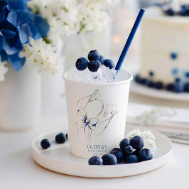 Vasos De Papel Navy Blue Bow It's A Boy Baby Shower