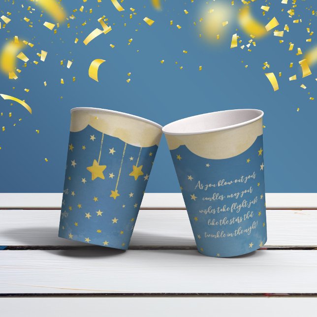 Vasos De Papel Navy Blue Gold Twinkle Little Star Paper cup (Subido por el creador)