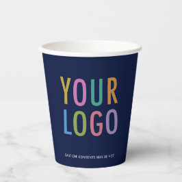 Vasos De Papel Navy Blue Paper Cups Custom Business Logo 8 oz