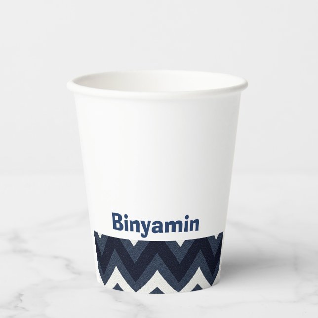 Vasos De Papel Navy zigzag upsherin taza (Anverso)