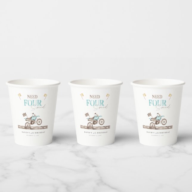 Vasos De Papel Necesidad de cuatro velocidades Blue Dirt Bike Cup (Multi)