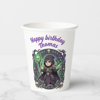 Vasos De Papel Necromancer Dark Magic Anime Chibi Gamer Birthday
