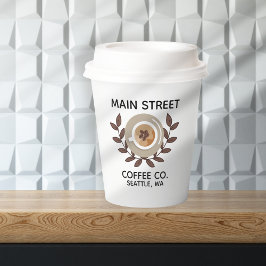 Vasos De Papel Negocio Pequeño Laurel y Taza de Café