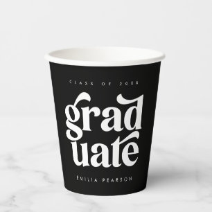 Vasos De Papel Negra fiesta moderna de graduación negra