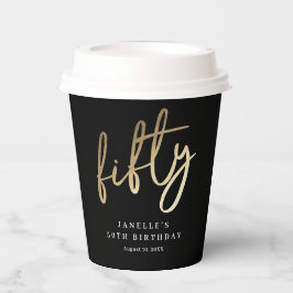 Vasos De Papel Negrita moderna de oro tipo 50 cumpleaños