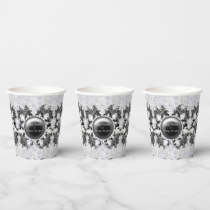 Vasos De Papel Negro de encaje cerámico y copo de nieve