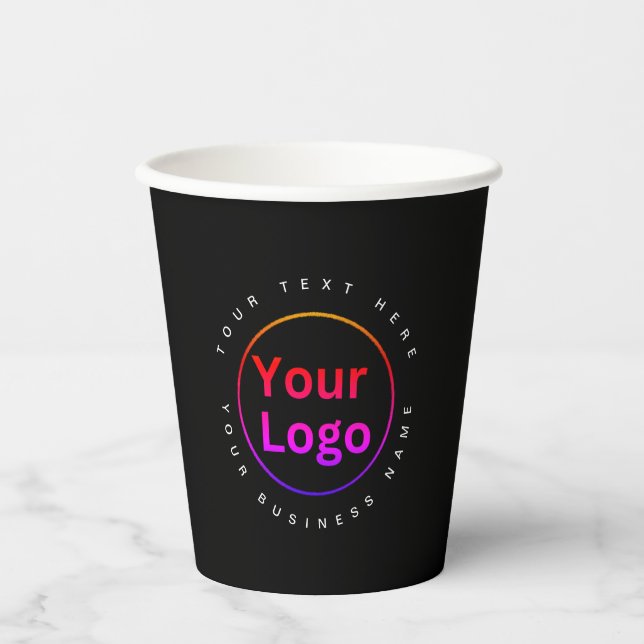 Vasos De Papel Negro del logotipo de negocios moderno (Anverso)
