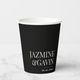 Vasos De Papel Negro Minimalista Boda personalizado