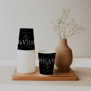 Vasos De Papel Negro Moderno Minimalista   Partido de Graduación