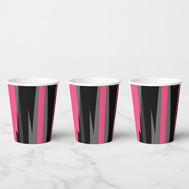 Vasos De Papel Negro rosa y gris (Multi)
