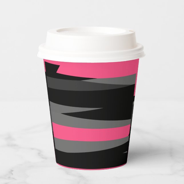 Vasos De Papel Negro rosa y gris (Anverso)