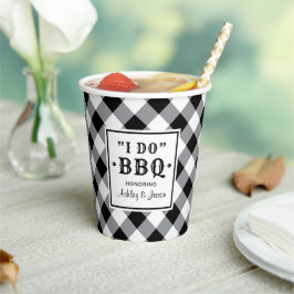 Vasos De Papel Negro Rústico Me Casé BBQ Monograma Personalizado