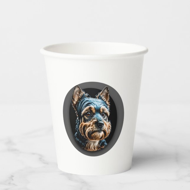 Vasos De Papel negro yorkshire terrier (Anverso)