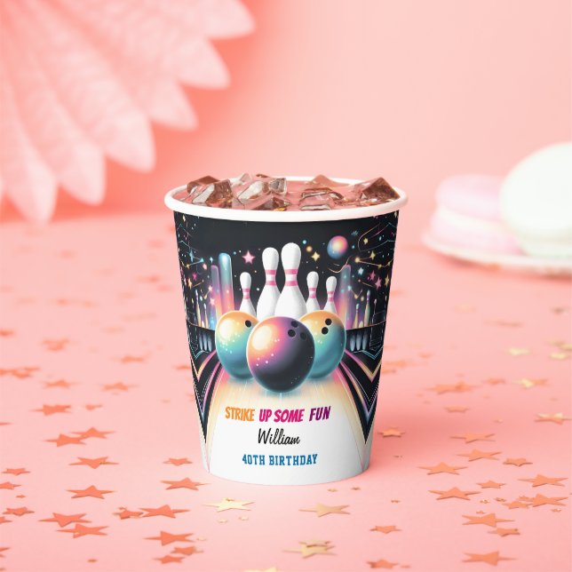 Vasos De Papel Neon Boy Team Event Bowling 21º cumpleaños (in situ)