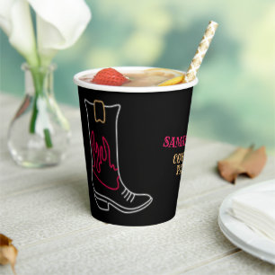Vasos De Papel Neon Cowboy/ Cowgirl Boot Fiesta
