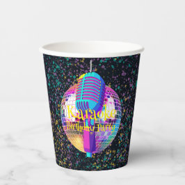 Vasos De Papel Neon Disco Ball Karaoke Birthday Party