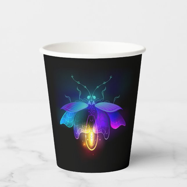 Vasos De Papel Neon Firefly en negro (Anverso)