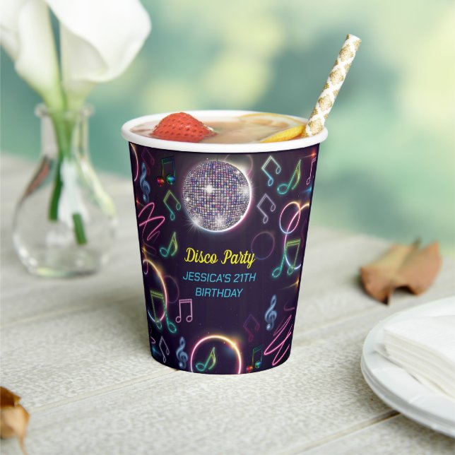 Vasos De Papel Neon Glow Disco Dance Birday Party (in situ)