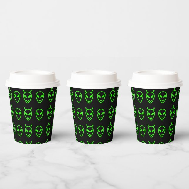 Vasos De Papel Neon Green Aliens (Multi)
