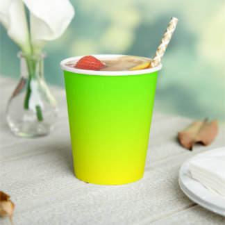 Vasos De Papel Neon Green and Neon Yellow Ombré  Shade Color Fade