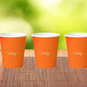 Vasos De Papel Neon naranja -add name