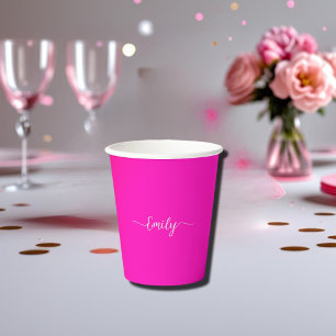 Vasos De Papel Neon rosa -add name