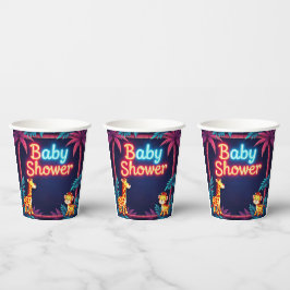 Vasos De Papel Neon Safari Baby Shower Cups