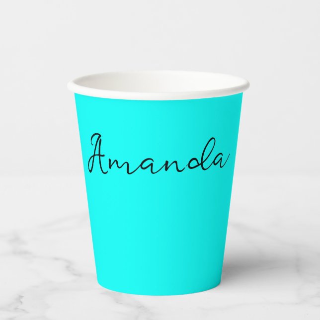 Vasos De Papel Neon turquesa brillante estilo moderno (Anverso)