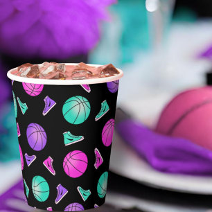 Vasos De Papel Neón Verde azulado rosado púrpura baloncesto Sneak