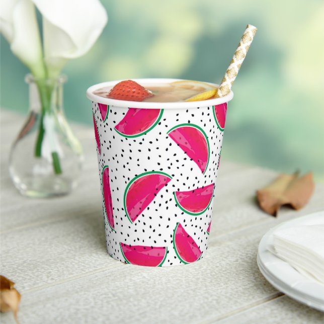 Vasos De Papel Neon Watermelon on Seeds Pattern (in situ)