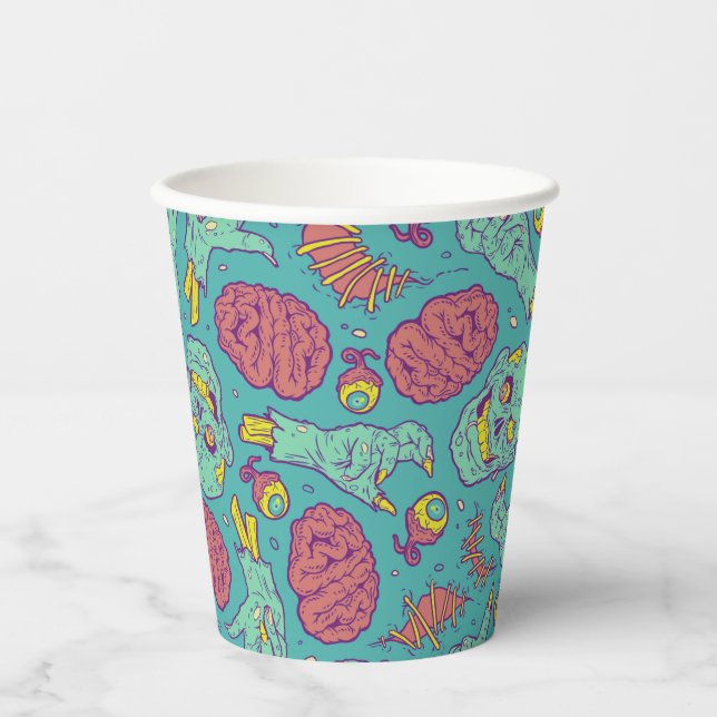 Vasos De Papel Neon Zombie Paper Cup - Fiesta de Halloween (Anverso)