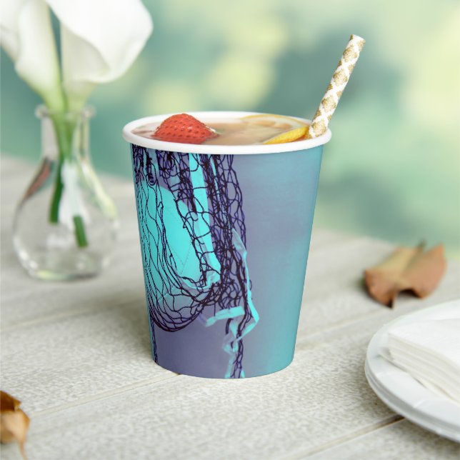 Vasos De Papel Neto de fiesta de cumpleaños azul adolescente y de (in situ)