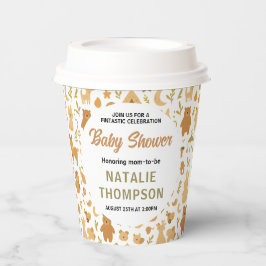 Vasos De Papel Neutral Baby Boy Shower | Cute Safari Animal