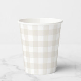 Vasos De Papel Neutral Beige Gingham