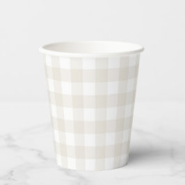Vasos De Papel Neutral Beige Gingham